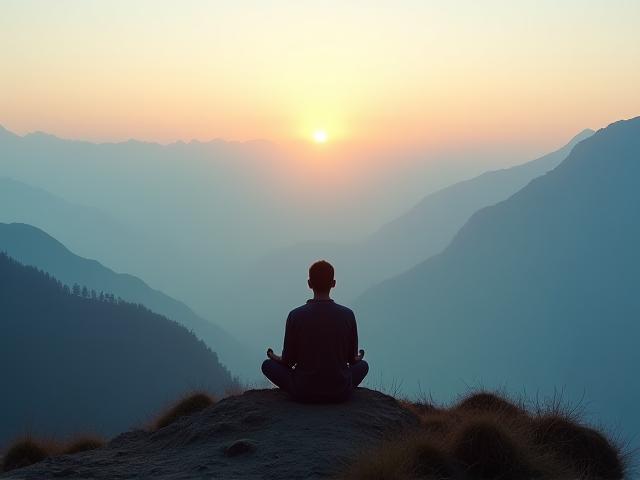 हिमालय में ध्यान शिविर के शांत दृश्य